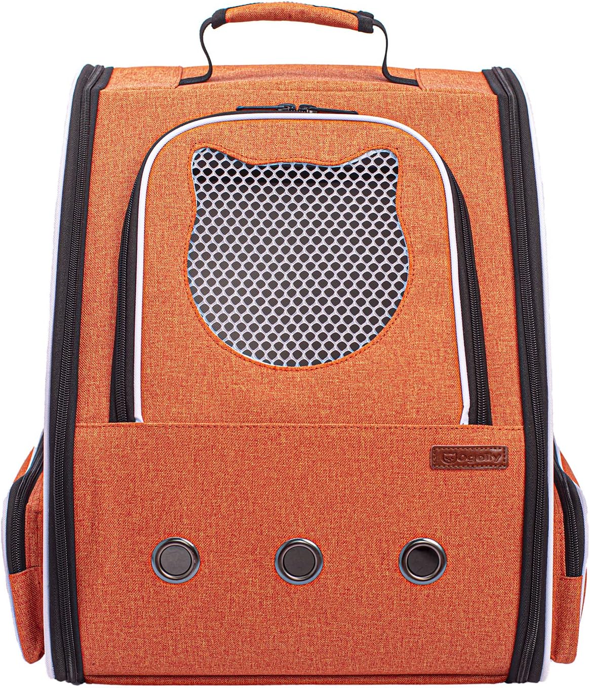 Expandable Cat Backpack Carrier, Backpack for Cat and Small Dog, Breathable Kitten Travel Hiking Backpack, Airline Approved (Orange, Back Extension)