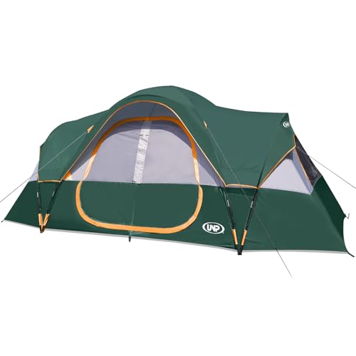 UNP Camping Tent 10-Person-Family Tents, Parties, Music Festival Tent, Big, Easy Up, 5 Large Mesh Windows, Double Layer, 2 Room, Waterproof