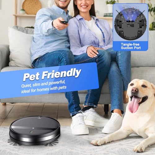 Robot Vacuum and Mop Combo for Large Homes & Pet Hair – Smart App/Voice, 2300Pa Sucktion, 120Min Clean, Ultra-Thin 2.87" Design