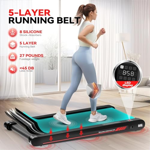 Sperax Walking Vibration Pad with APP, 3 in 1 Under Desk Treadmill, 2.5HP Low Noise Walking Treadmill Pad with Remote Control