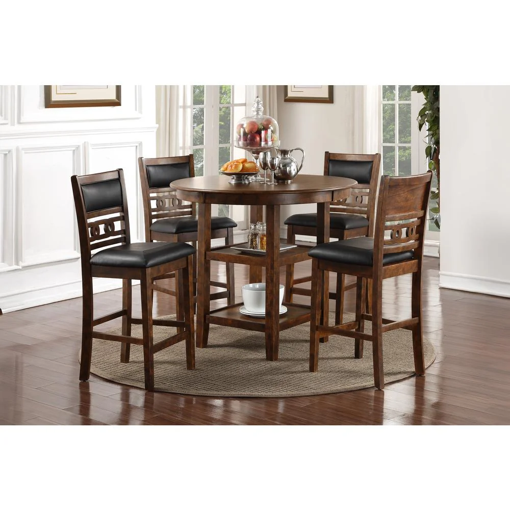 New Classic Furniture Gia 5-Piece Transitional Wood Dining Set in Brown