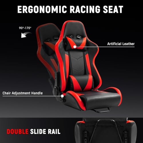 Dardoo G29 Adjustable Gaming Sim Cockpit With Red Seat Fits for Logitech G920 G923,Thrustmaster T300 Racing Steering Wheel Stand