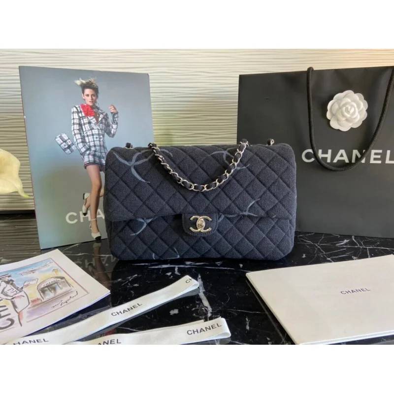 Chanel Denim Class-Flap Jumbo Large Bag As2072