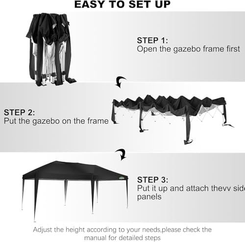 COBIZI 10x10 Pop up Canopy Tent Protable Canopy Tent with 4 Sidewalls Waterproof Commercial Instant Shelter for Parties, Wedding