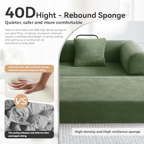 Convertible Sleeper Sofa Bed with Cylindrical Pillow, Comfy Foldable Sofa Bed Compressed Sofa in Box