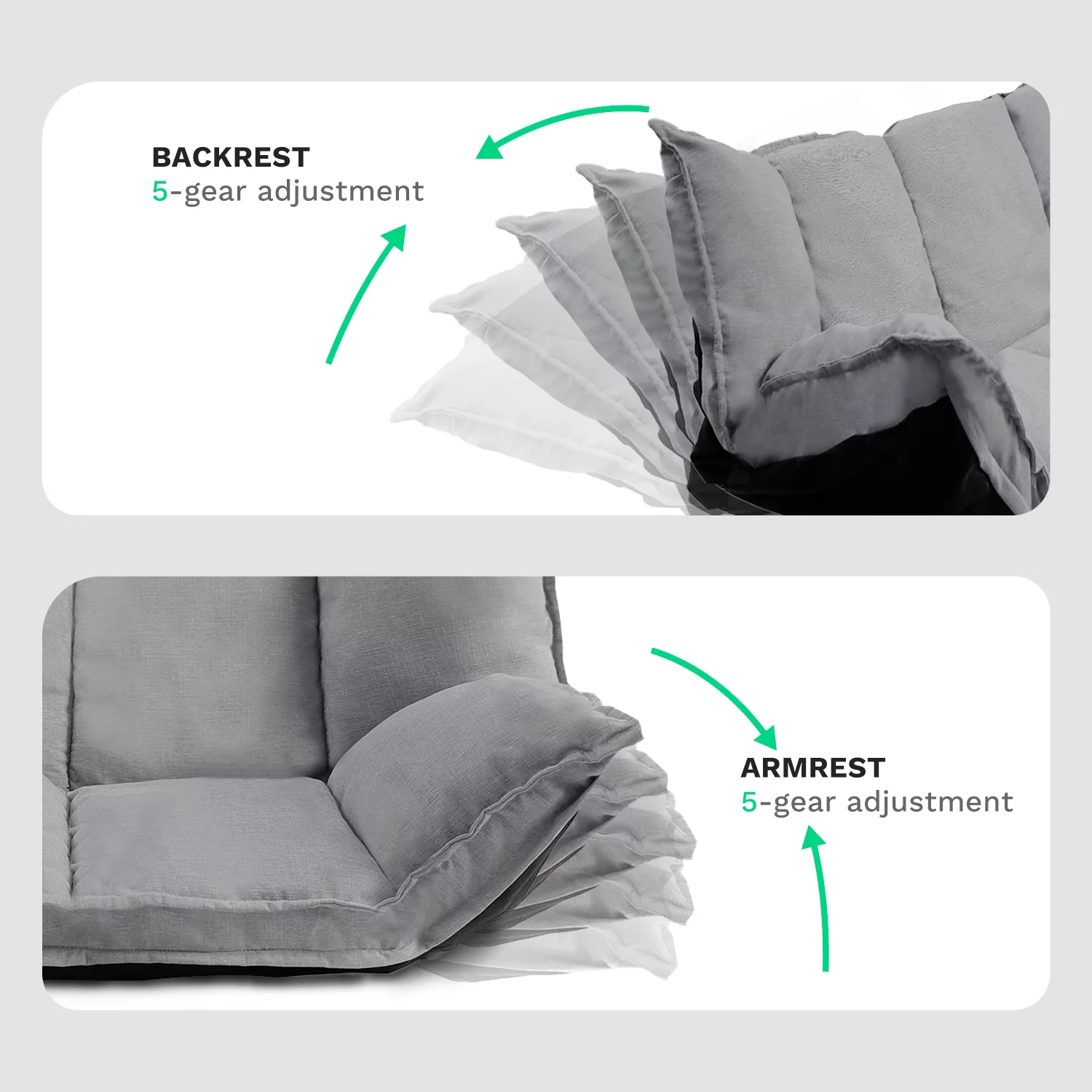 Lazy Sofa Futons Sets Folding Sofa Bed Adjustable Sofa TV Floor Couch | Dark Grey - Curated Treasures Market