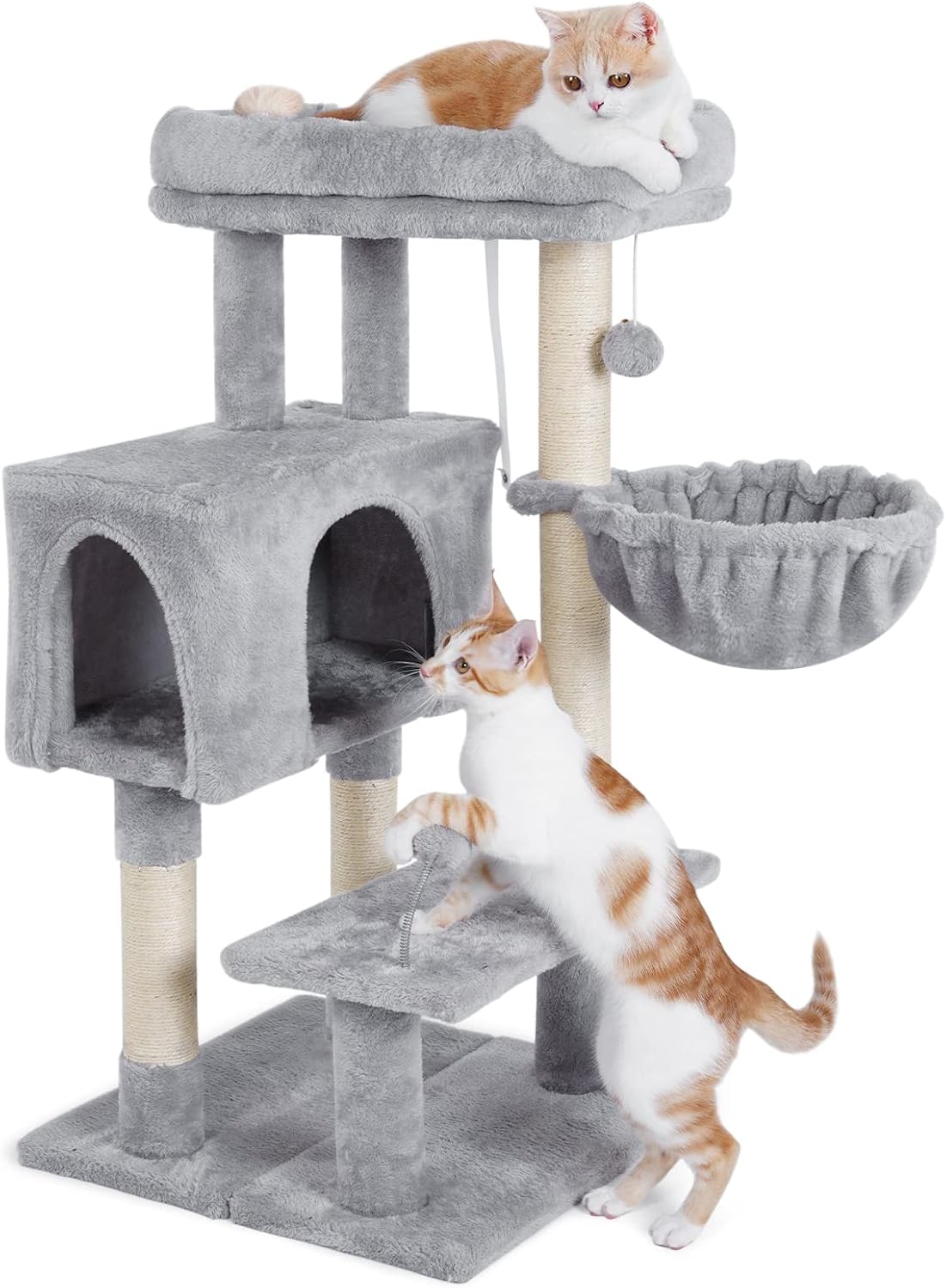 Dooradar Cat Tree for Indoor Cats, 38 Cat Tower with Adjustable Base, Small Multi-Level Cat Furniture with Condo, Scratching Posts and Perch