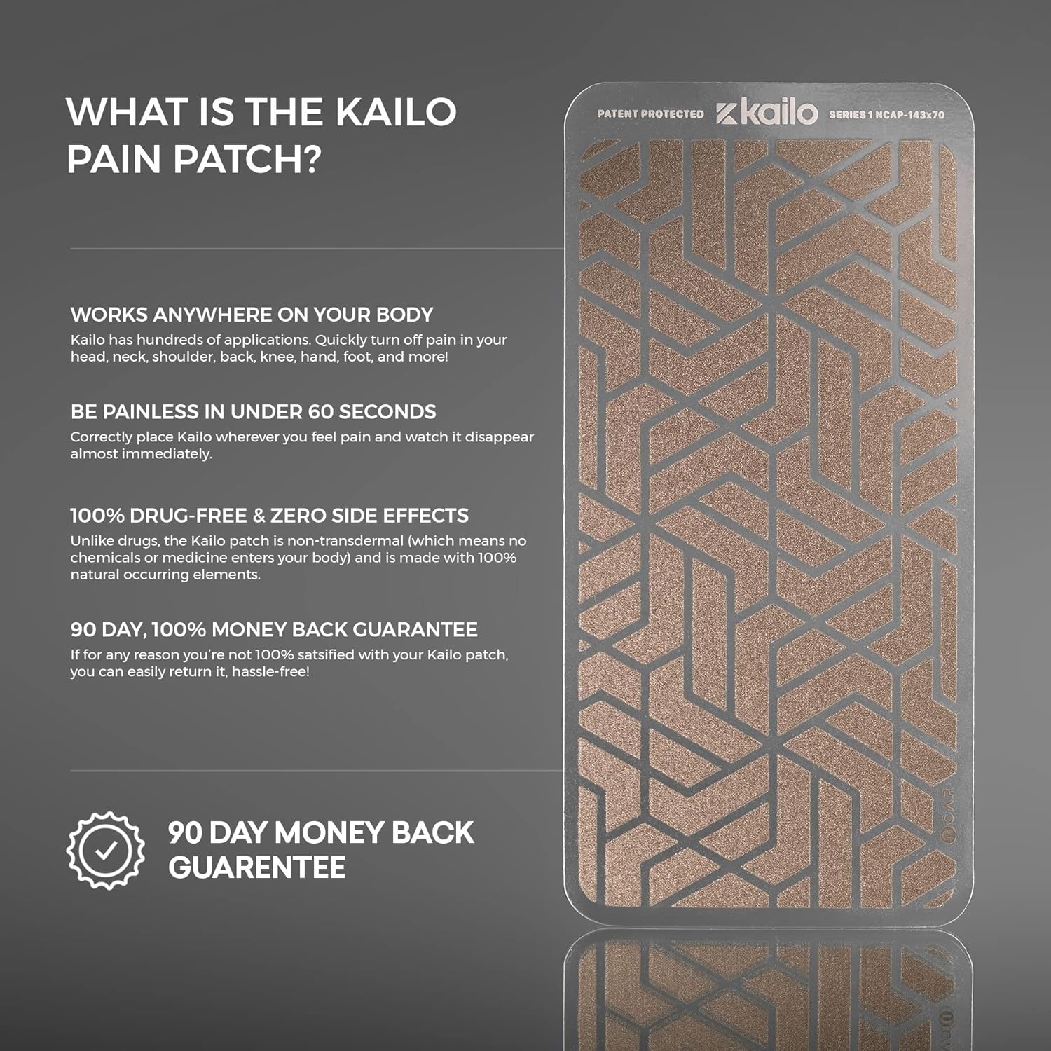 Kailo Kits | Microtech Bio-Antenna Pain Patch | Interacts with Electrical Signals in Your Body for Natural Pain Relief | Reusable Waterproof Sweat