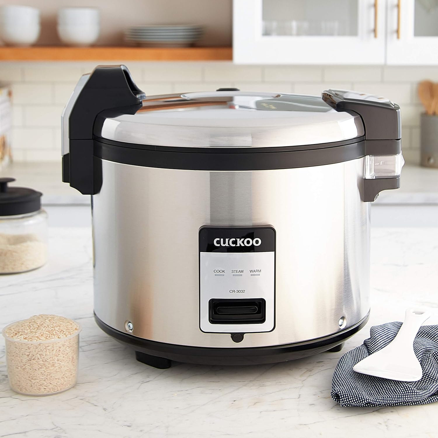 CUCKOO CR-3032 30-Cup (Cooked) / 60-Cup (Cooked) Large Capacity Commercial Rice Cooker & Warmer with Nonstick Inner Pot, Switch Press (Silver/Black)
