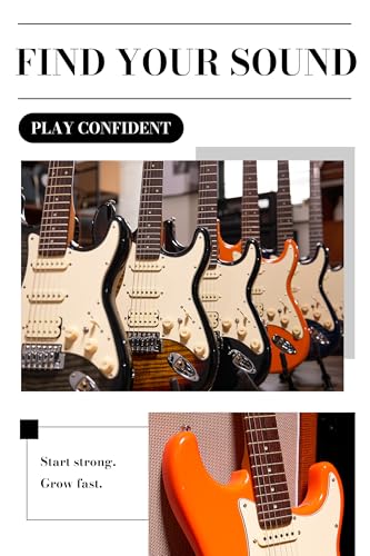 AKLOT Stryde Electric Guitar with Coil-Split: Roasted Maple Neck, Flame Maple Graphic Top, HSS Ceramic Pickups, Beginner Guitar Kit with 10W Amp