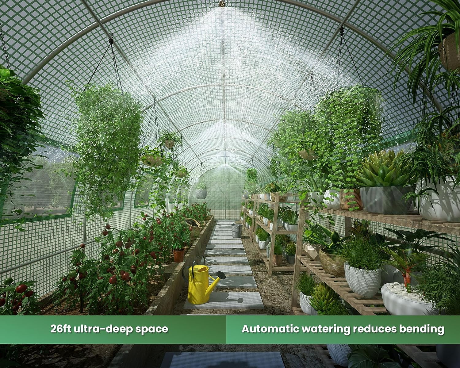 Papajet 20x10x7.5 FT Extra high Large Walk-in Plant Greenhouse for Outdoors, Upgraded Swing Door, Heavy Duty Galvanized Steel Frame Greenhouse kit