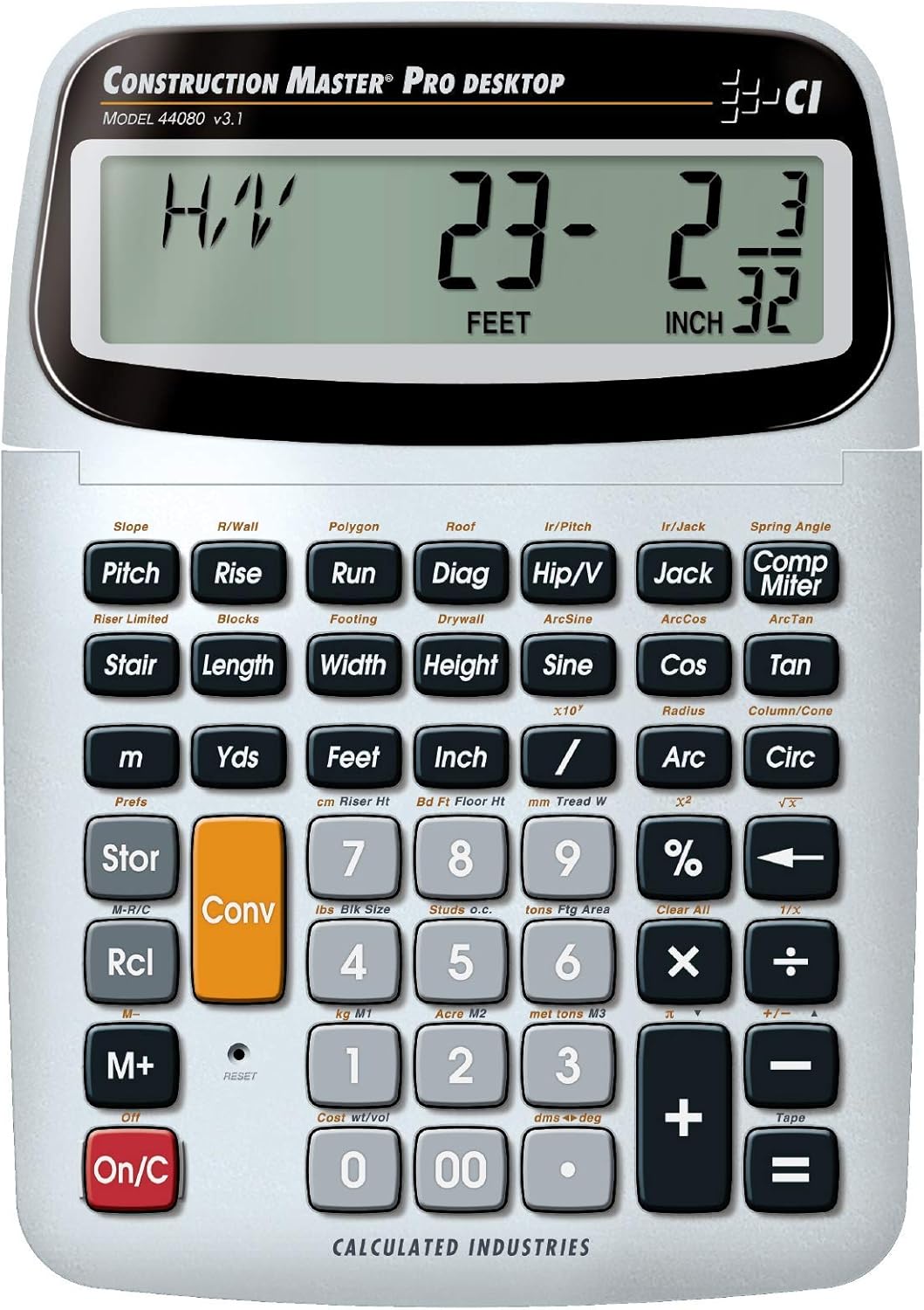 Calculated Industries 44080 Construction Master Pro-Desktop Advanced Construction Math Feet-Inch-Fraction Calculator with Trig Tool for Architects