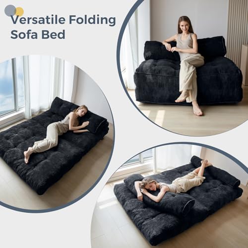 MAXYOYO Folding Sofa Bed, Convertible Sleeper Chair with Pillow Foldable Mattress with Back Support