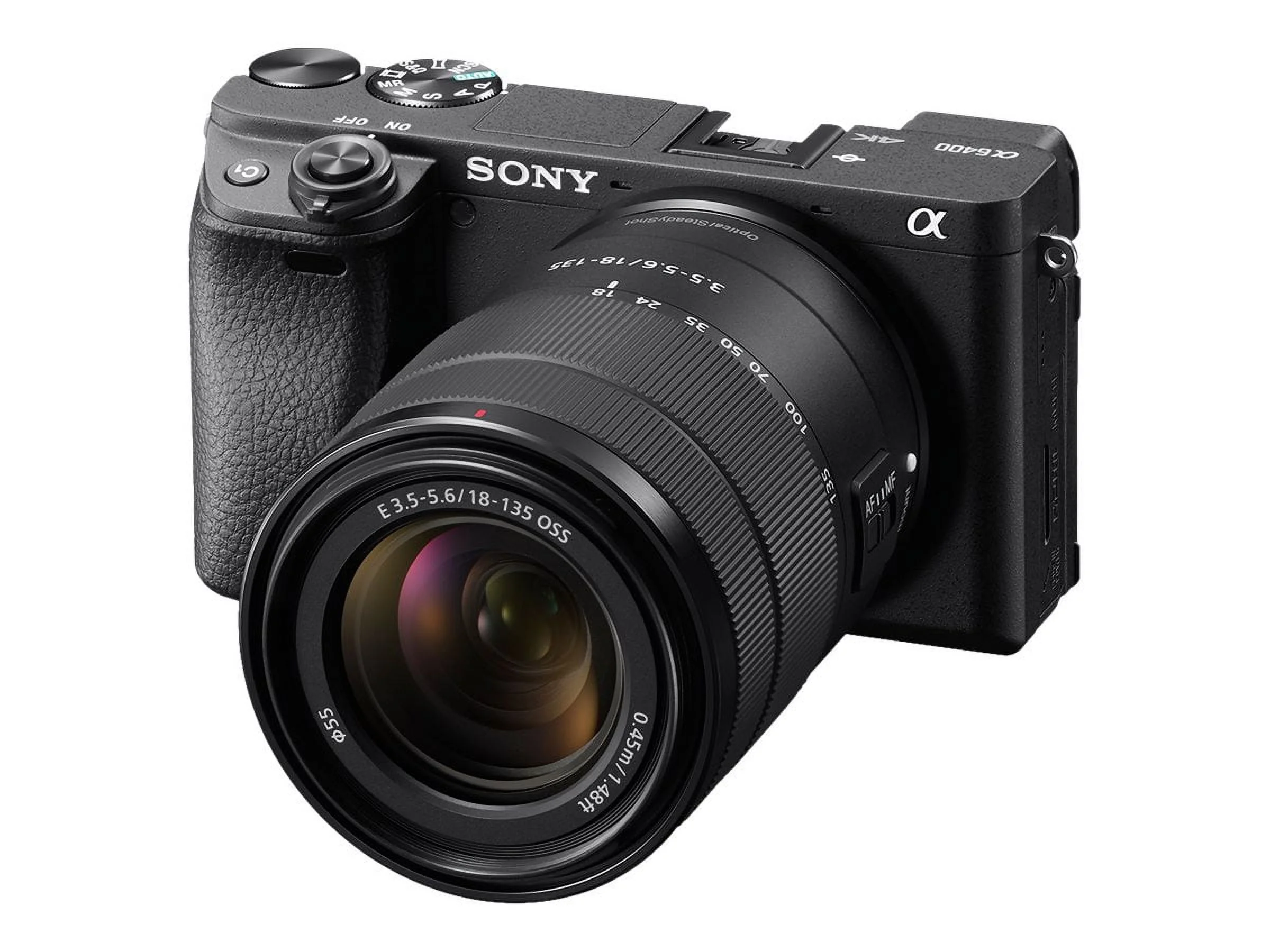 Sony a6400 ILCE-6400M - Digital camera - mirrorless - 24.2 MP - APS-C - 4K / 30 fps - 7.5x optical zoom E 18-135mm OSS lens - Wi-Fi, NFC, Bluetooth