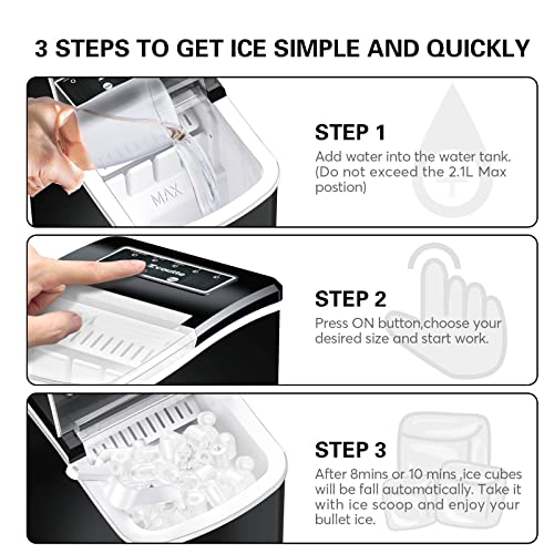 Portable Countertop Ice Maker Machine - with Ice Scoop, Basket, Makes 9 Ice Cubes in 8 Minutes, 26lbs/24 Hours