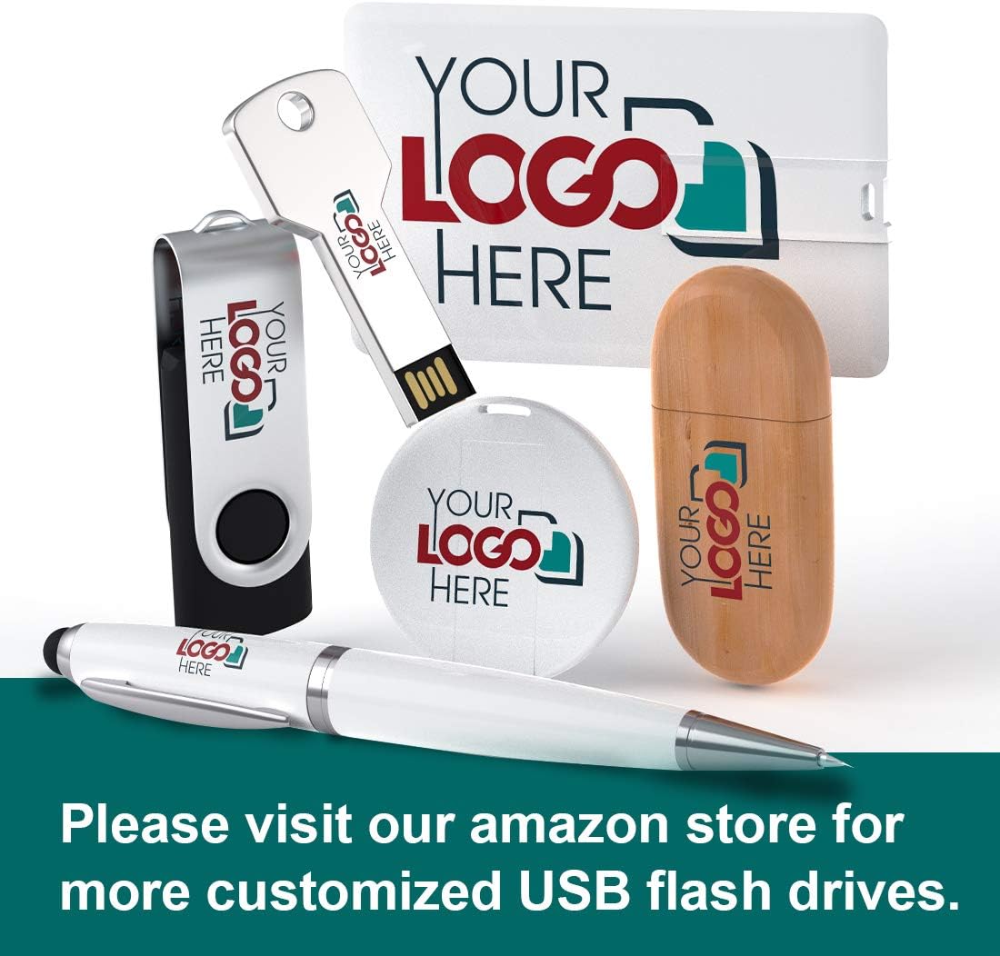Possibox Custom Swivel Wooden USB 2.0 Flash Drive 128MB Imprinted or Engraved with Your Logo - Bulk Wholesale Promotional - 50 Pack