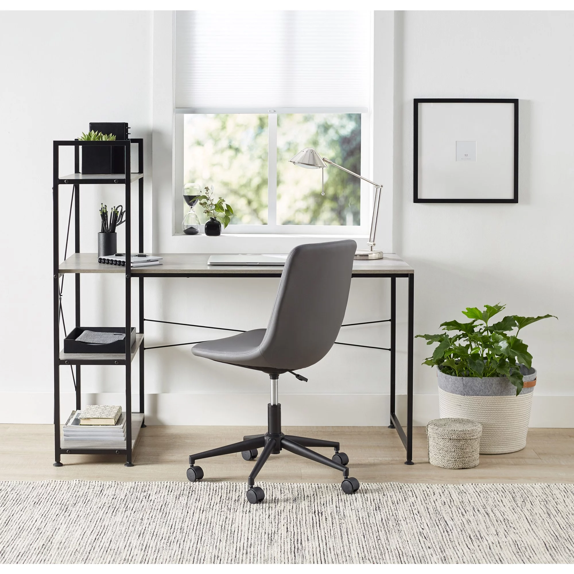 Realspace® Trazer 56"W Computer Desk With Storage Shelves, Gray