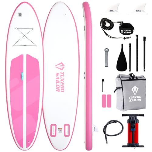 Tuxedo Sailor Inflatable Stand Up Paddle Board with Complete Accessories for Surfing and Traveling