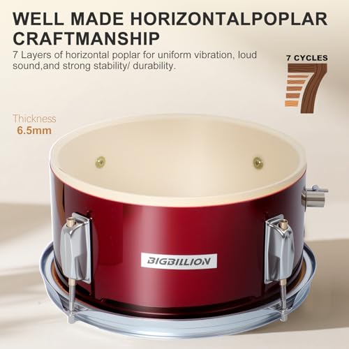 Drum Set for Kids, 3-Piece 14'' Beginner Kids Drum Kit Junior Drum Set with Bass Tom Snare Drum with Adjustable Throne, Cymbal, Pedal