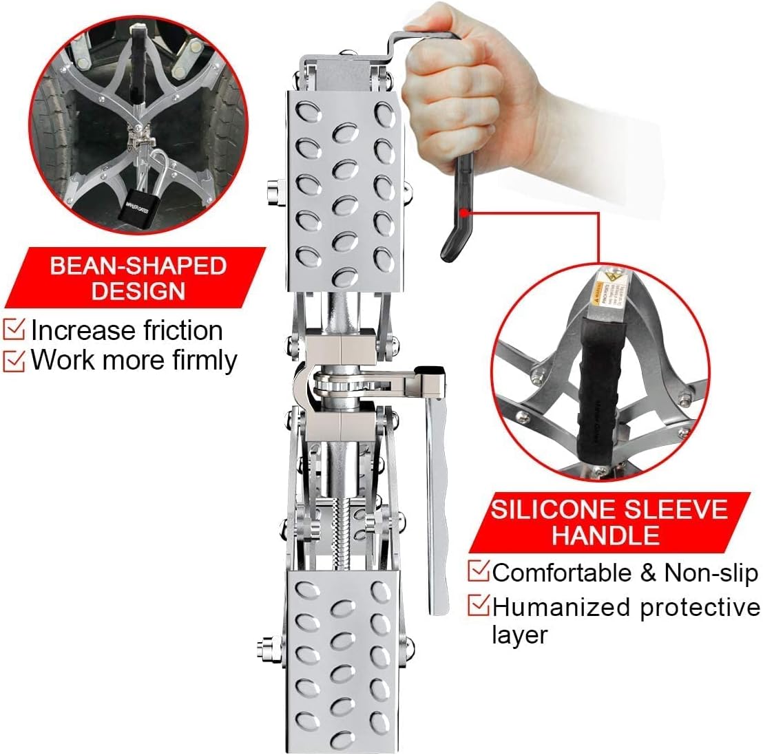 MAHLER GATES X-Shape Wheel Chocks Stabilizer,2 Sets 8'' to 17''[Extended] RV Tire Stabilizers Locked Chocks for Campers Travel Trailers Trucks