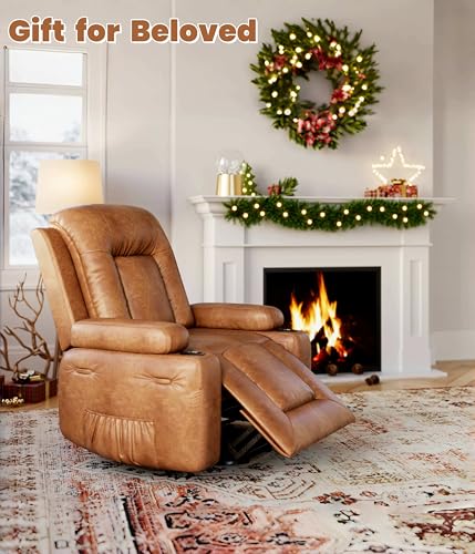 GarveeHome Power Lift Recliner Chair - Heat and Massage, Faux PU Electric Lift Recliner for Elderly & Mobility Impaired, Adjustable Back and Legs