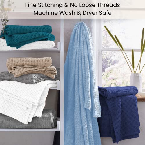 Cotton Clinic Waffle Bed Blanket 100% Cotton - All Season Blanket - Soft Breathable Lightweight - Perfect Blanket Layer for Couch Bed Sofa