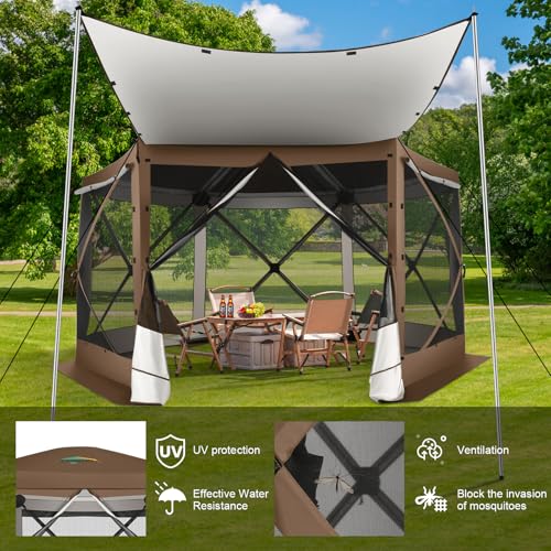 COBIZI 12x12ft Pop up Gazebo Screen Tent Screen House for Camping, Camping Outdoor Screened Gazebo, Canopy Tent