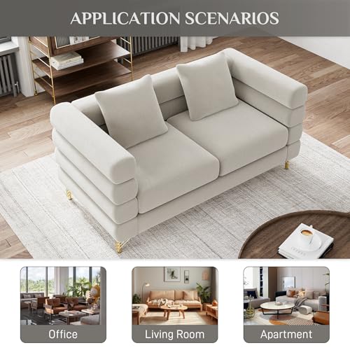 Cloud Couch for Living Room, 79" Modern Overstuffed Deep Seat Boucle Sherpa 3 Seater Sofa with 3 Pillows