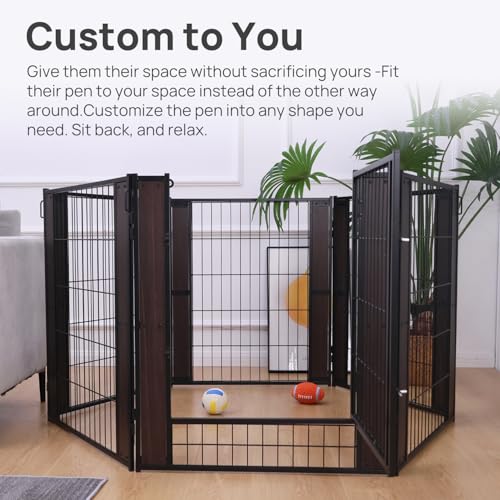 Heavy Duty Dog Playpen 32 Inch Height - Indoor Outdoor Pet Fence Enclosure for Medium and Small Dogs