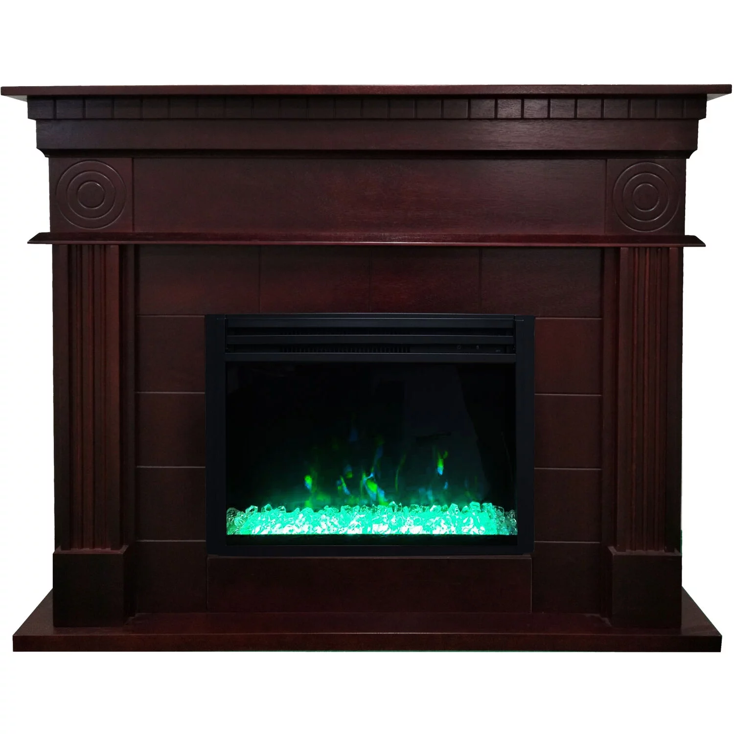 Cambridge 48"x14"x38" Traditional Shelby Electric Fireplace Mantel with Remote Control, Enhanced, Deep Crystal Insert with Color Changing LED Lights