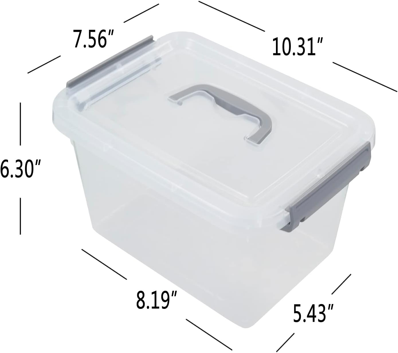 CadineUS 6 pack 5 Liter Clear Plastic Storage Bin, Plastic Boxes with Lids Pack of 2