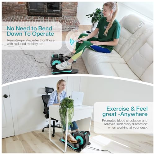 Under Desk Elliptical Machine, Ellipse Leg Exerciser for Seniors Adults, Adjustable Speeds Elliptical Trainer with Remote