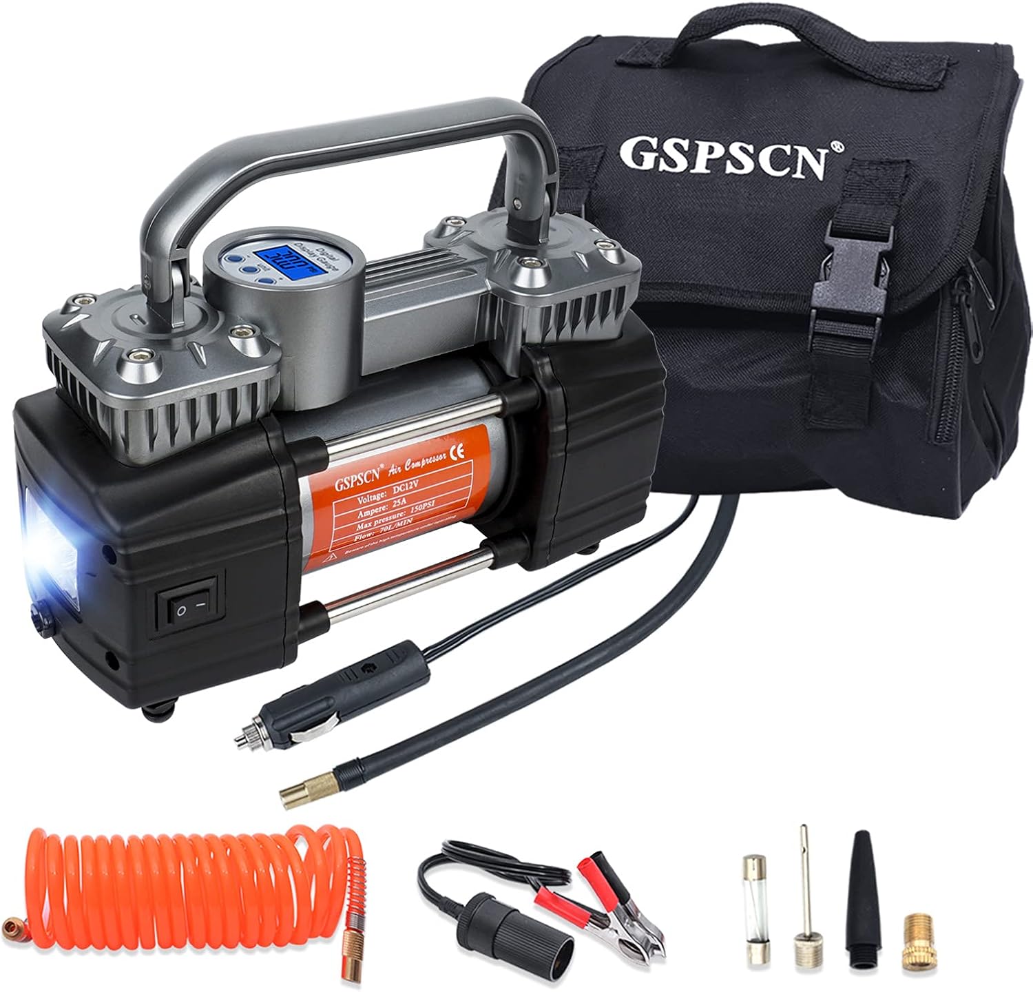 GSPSCN Portable Digital Car Tire Inflator with Gauge 150Psi Auto Shut-Off