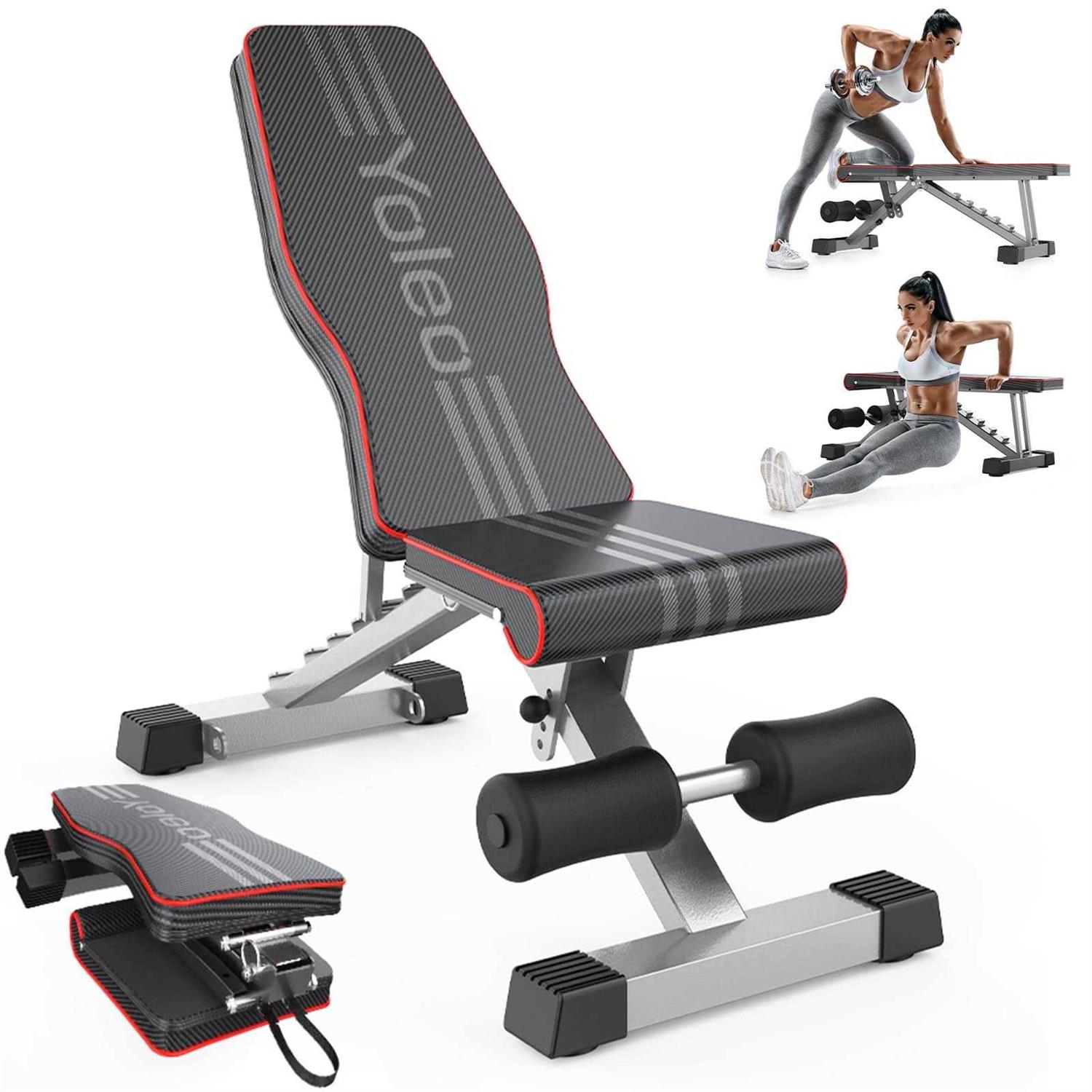 Yoleo Adjustable Weight Bench for Full Body Workout Foldable Bench Press Bench of Home Gym Strength Training - Sports Supplies Online Store