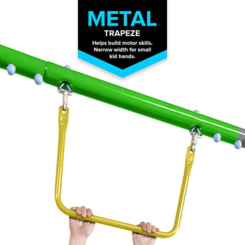 Sportspower Mountain View Metal Swing, Slide and Trampoline Set with Slide