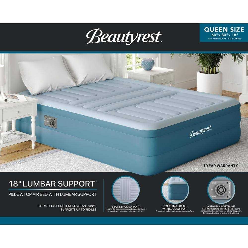 Beautyrest Lumbar Support 18 Queen Air Mattress with Built-in Pump - Sports Supplies Online Store