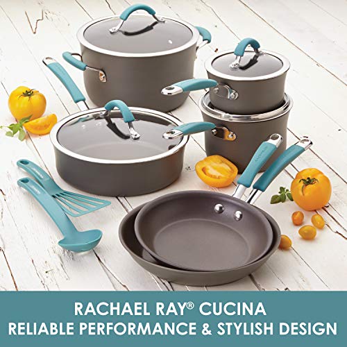 Rachael Ray Cucina Dishwasher Safe Hard Anodized Nonstick Cookware Pots and Pans Set, 12 Piece