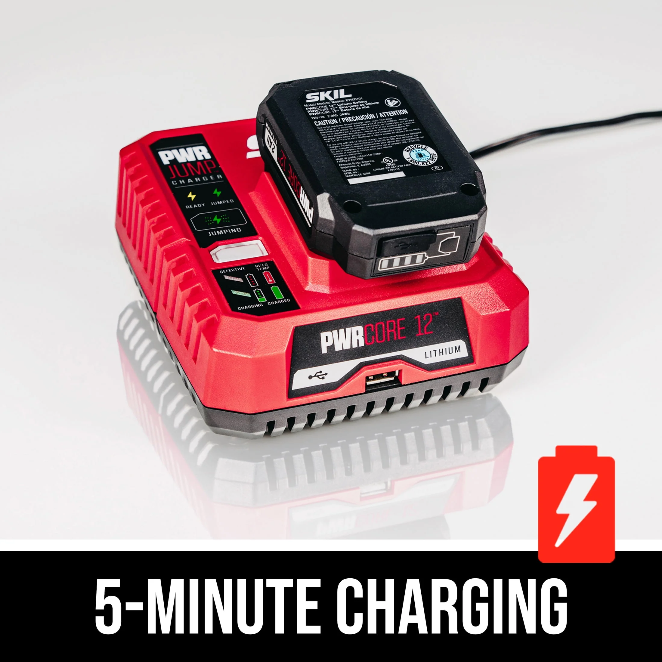 SKIL PWRCore 12™ Brushless 12V Cordless 1/4'' Hex Right Angle Impact Driver with PWRJump™ Charger