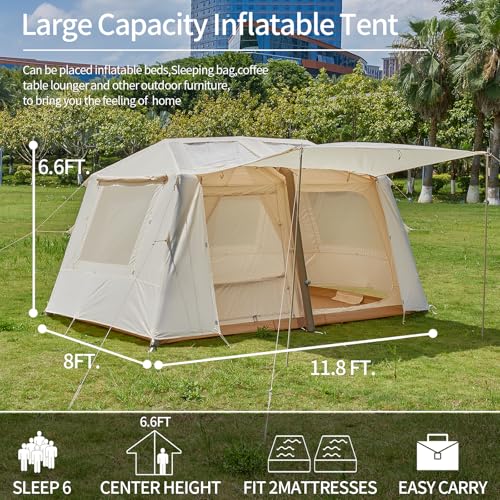 Inflatable Camping Tent, 2/4/6/8 Person Glamping Inflatable Tents for Camping