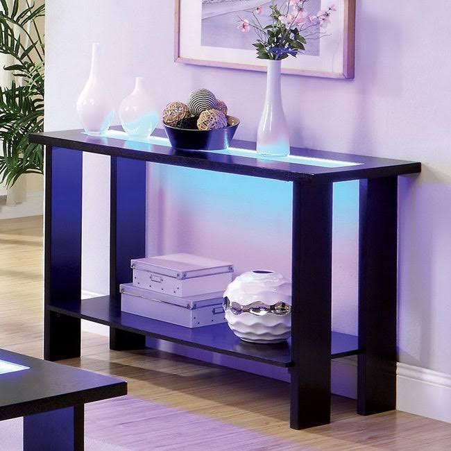 Furniture of America Lumi Contemporary LED Lights Espresso Sofa Table