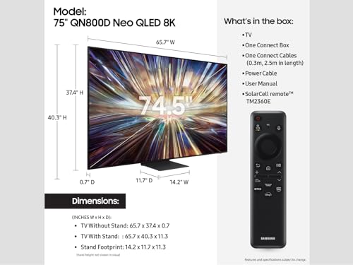 SAMSUNG 85-Inch Class QLED 8K QN800D Series Neo Quantum HDR Smart TV w/Dolby Atmos, Object Tracking Sound+, AI Motion Enhancer