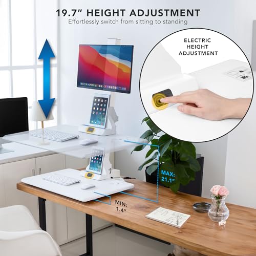Mount-It! Electric Standing Desk Converter - Motorized Sit-Stand Desk Riser with Monitor Mount