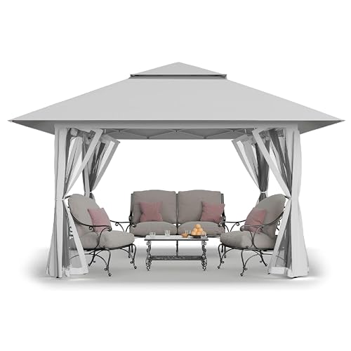 CROWN SHADES 13x13 Pop Up Gazebo, Canopy Tent, Gazebos on Clearance - Outdoor Gazebo for Backyard & Patio Furniture