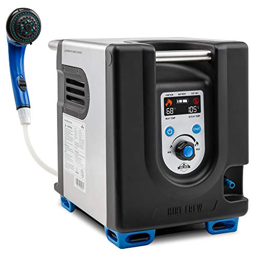 Hike Crew Portable Propane Water Heater & Shower Pump w/Built-in Battery | Compact Outdoor Cleaning & Showering System w/LCD