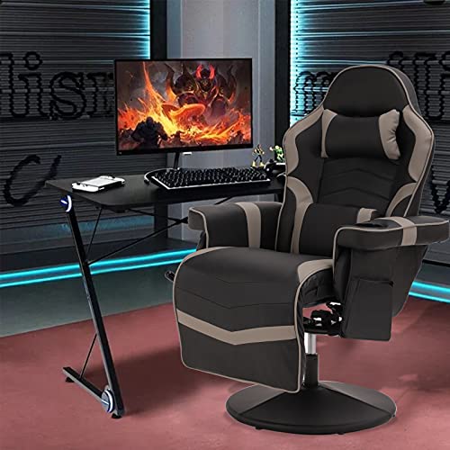 Massage Video Gaming Recliner Chair - Ergonomic Backrest & Seat Height Adjustment Swivel Recliner