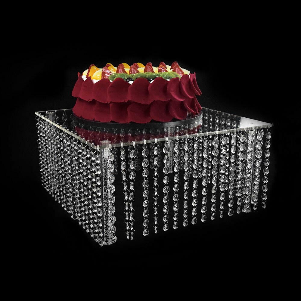 Miumaeov Set of 3 Clear Acrylic Cake Stands Square Cupcake Stands Dessert Display with Crystal Pendants