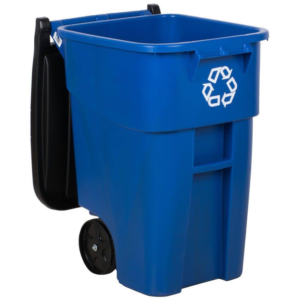 Rubbermaid Brute Recycling Rollout Container with Lid, 50 Gallon, Blue
