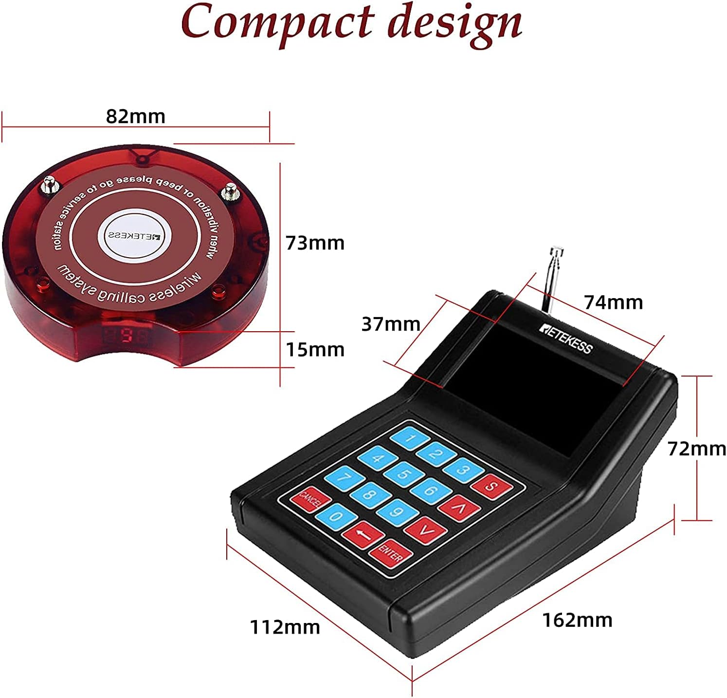 Retekess TD165 Pager System,Pagers for Restaurants,Cancel Call,Max 999 Buzzers,Long Range,10 Pagers and Beepers with Lanyard Hole for Clinic,Hospital