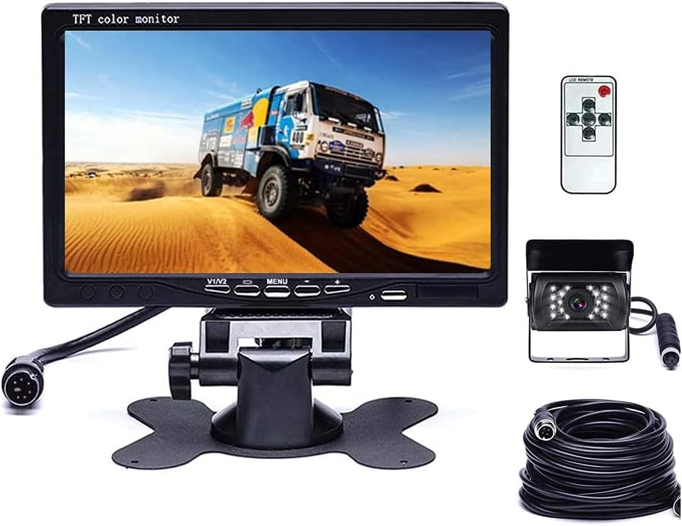 HD Backup Camera Kit 7 Inch LCD Rear View Camera Monitor, P67 Waterproof Night Vision, Easy Installation Back up Rearview Cam for Trucks, RVs