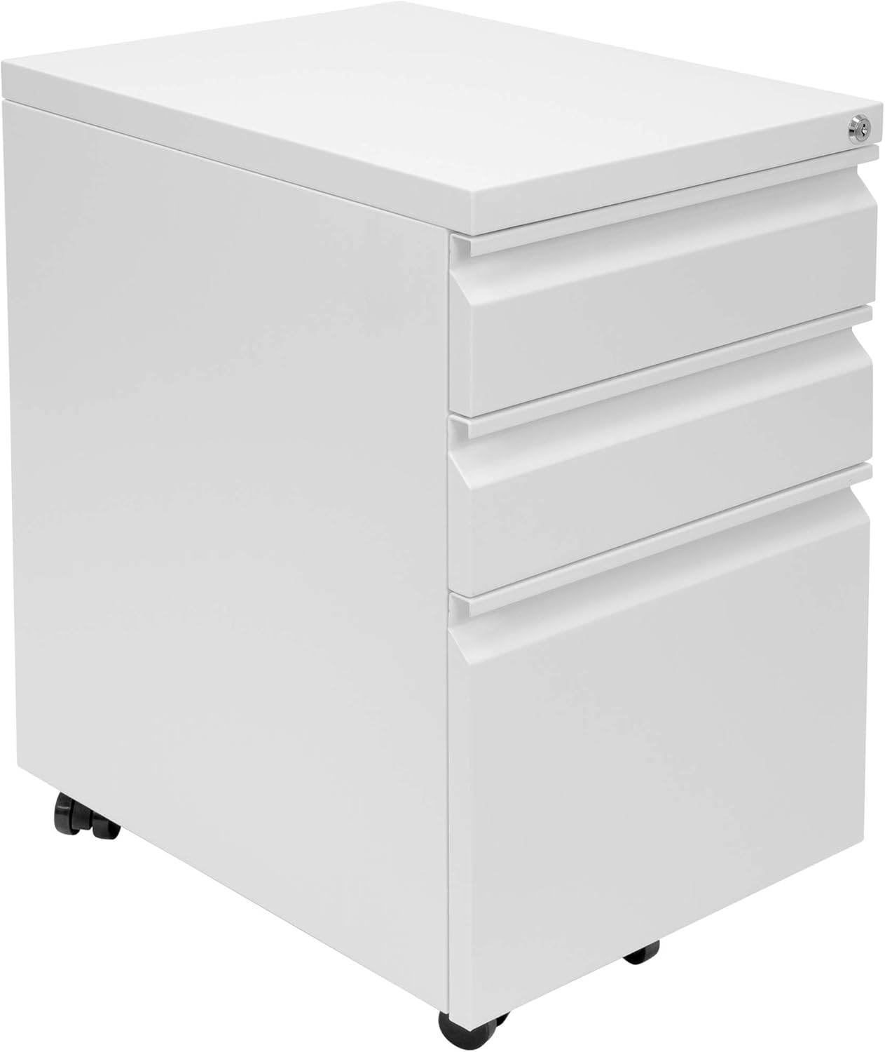 MOUNT-IT! Mobile File Cabinet with 3 Drawers | Under Desk Rolling Storage with Lock for Supplies, Files, and Materials